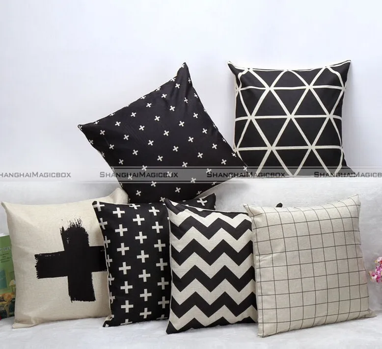 Fashion Black White Cross Plaid Pillow Case Sofa Throw Home Fashion Black White Cross Plaid Pillow Case Sofa Throw Home Decor 45 45cm Smb 40815307 In Cushion Cover From Garden On Aliexpress Alibaba