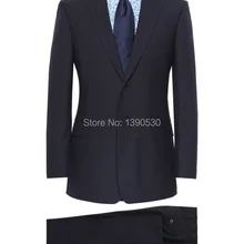 ГОРЯЧИЕ ПРОДАЖИ шерсти на заказ темно-синий нотч две кнопки две шт итальянские мужские костюмы