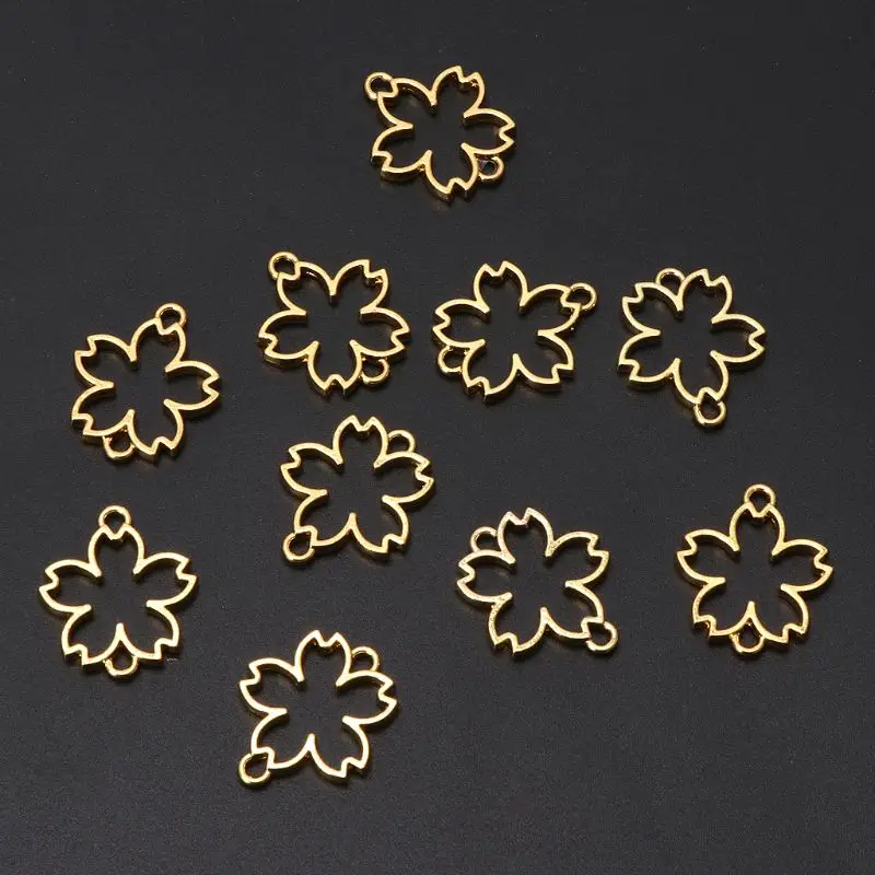 

10Pcs Cherry Flower Resin Metal Frames Bracelet Connectors Resin Jewelry Making