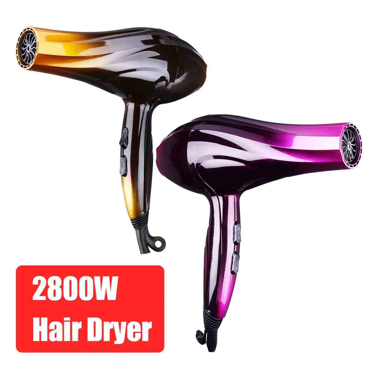 

2800W Professional Hair Dryer For Hairdresser Hair Salon Hot & Cold Wind US Plug With An adapter Airflow Concentrator Nozzle
