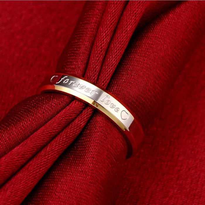 BIG 90% OFF! Classic Forever Love Solid Gold Ring Engagement Wedding Rings For Women Couples Stainless Steel Lovers Rings JZR096