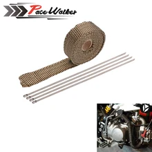 Титановая Автомобильная мотоциклетная негорючая турбо-коллектор, тепловая выхлопная лента, тепловая нержавеющая стяжка 1,5 мм* 25 мм* 5 м