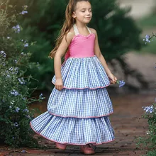 Детские платья для девочек; платье принцессы; винтажные многослойные платья; Vestidos; длинные пляжные Макси-платья для маленьких девочек; D1183