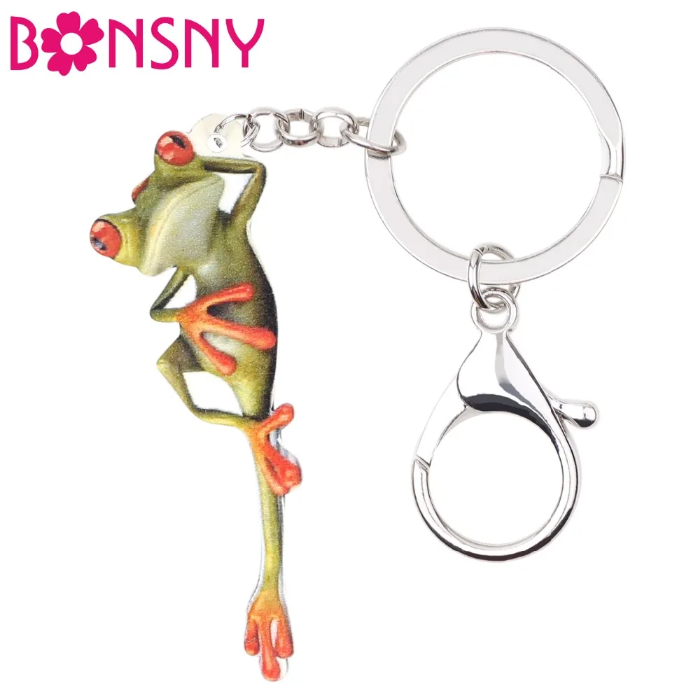 

Bonsny Acrylic Anime Funny Frog Key Chains Keychains Pendant Cute Animal Jewelry For Women Girls Teens Bag Wallet Charms Pendant