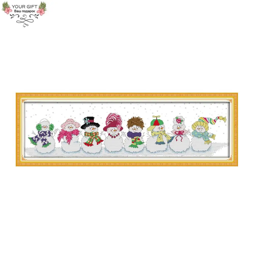 Joy Sunday 14CT 11CT подсчитанный и штампованный цветок Снеговик Зимний Вышивка