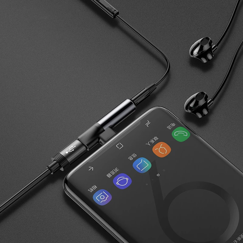 Baseus 2 в 1 USB Type C конвертер для 3 5 мм Aux Jack адаптер зарядка удлинитель наушников Xiaomi 8