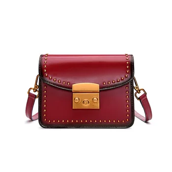 

Oyixinger Female Small Square Package Cowhide Messenger Single Shoulder Handbag Lock Catch Bag Genuine Leather Ladies Hand Bags