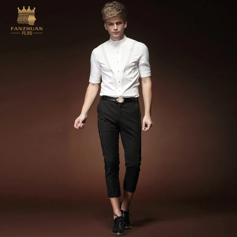 Новая мода мужские повседневные весенние черные мужские брюки семь мужчин талия 15911 маленькие правые распродажа
