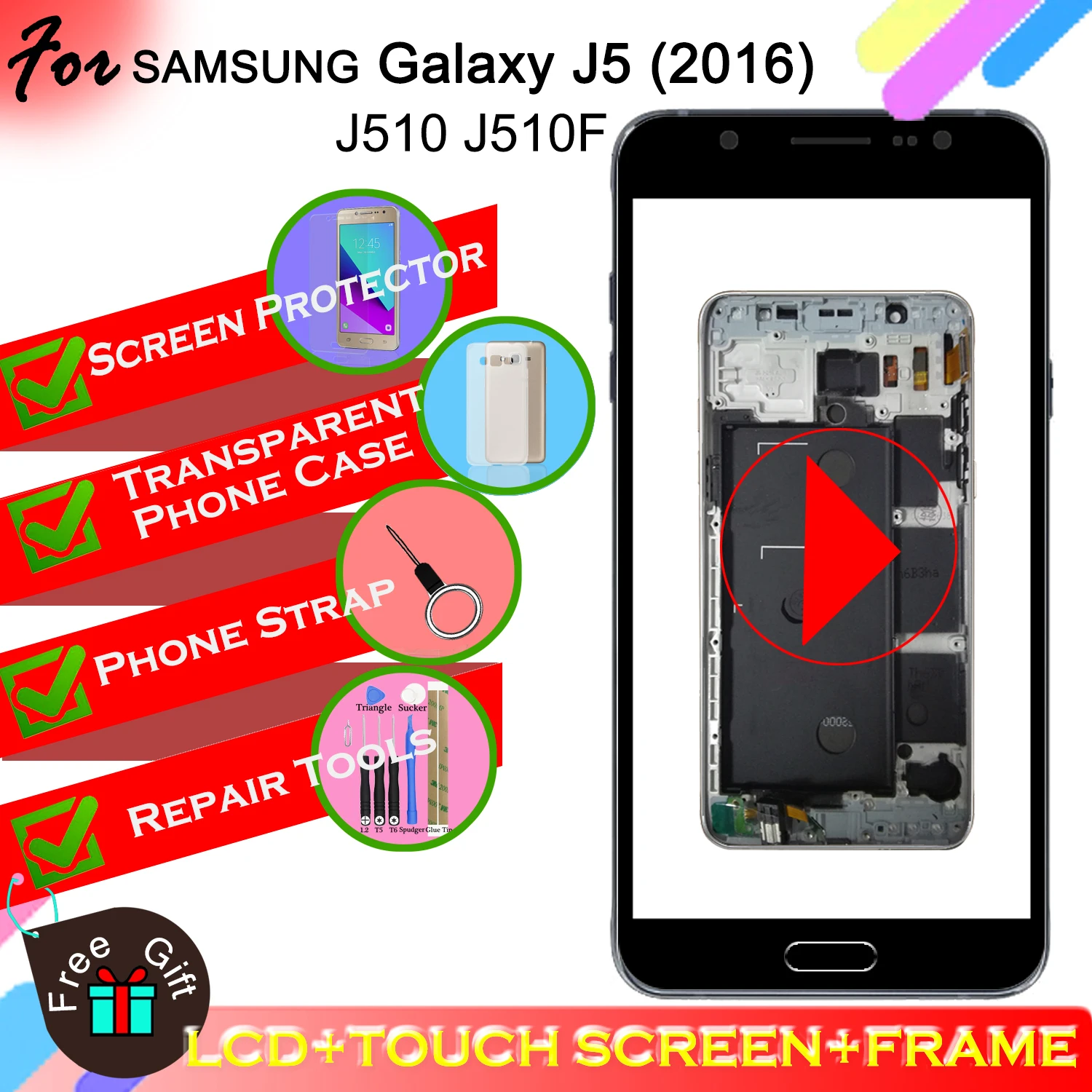 SM-j510FN/F/M/H/DS рамка lcd для Samsung Galaxy J5 j510 J510FN J510F J510M J510H дисплей кодирующий преобразователь сенсорного экрана в сборе