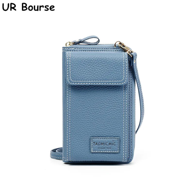 

UR BOURSE Women Pu Leather Long Clutch Bag Coin Purse Female Large Capacity Phone Wallet Ladies Zipper Shoulder Crossbody Bag