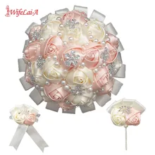 Запястье цветок и бутоньерка) розовый группа дрель букет невесты сестра запястье цветок с цветами в руках Свадебный букет невесты комплект