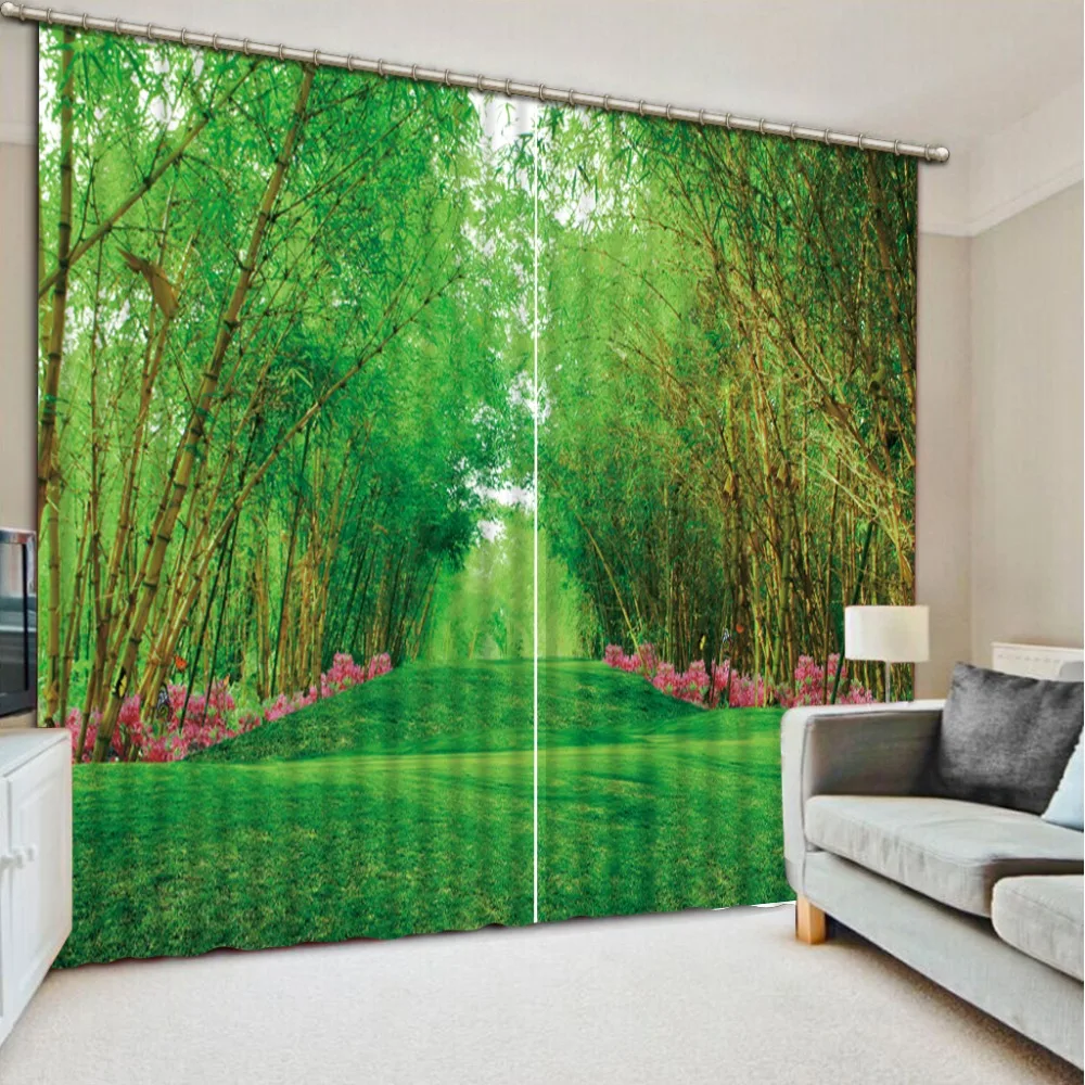 Curtains For Bedroom Livingroom 3D Window Landscape Bamboo of Backdrop | Дом и сад