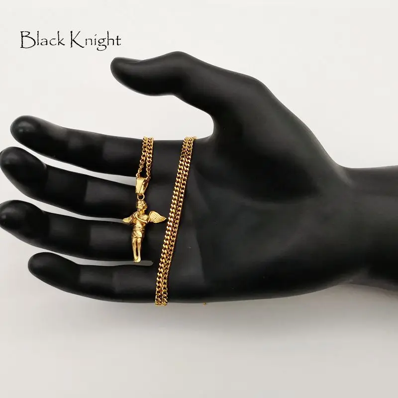 Black Knight Stainless steel cute angel pendant necklace religious amulet cute angel necklace women fashion jewelry BLKN0735