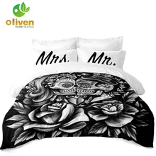 3D Couples Bedding Set Rose Sugar Skull Duvet Cover Set Mr Mrs Print Pillowcase Valentine's Day Home Decor Quilt Cover D35 3D Couples Bedding Set Rose Sugar Skull Duvet Cover Set Mr Mrs Print Pillowcase Valentine's Day Home Decor Quilt Cover D35