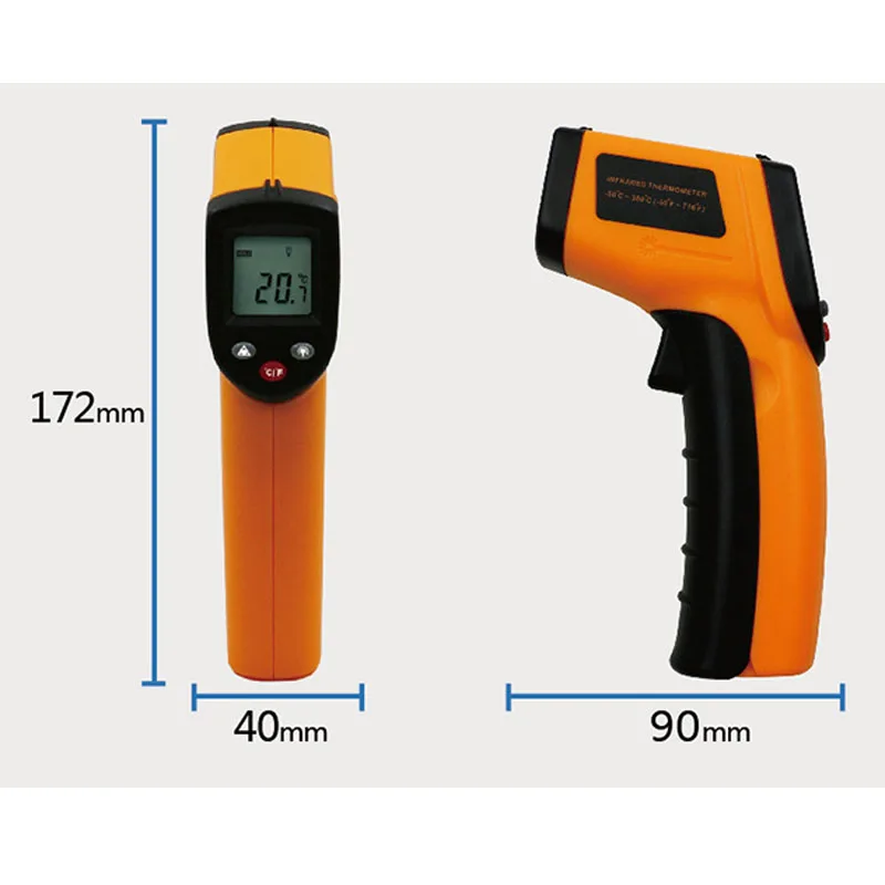 Бесконтактный цифровой лазерный инфракрасный термометр для приготовления пищи, пирометр, ИК лазерный точечный пистолет для промышленности, домашнего использования