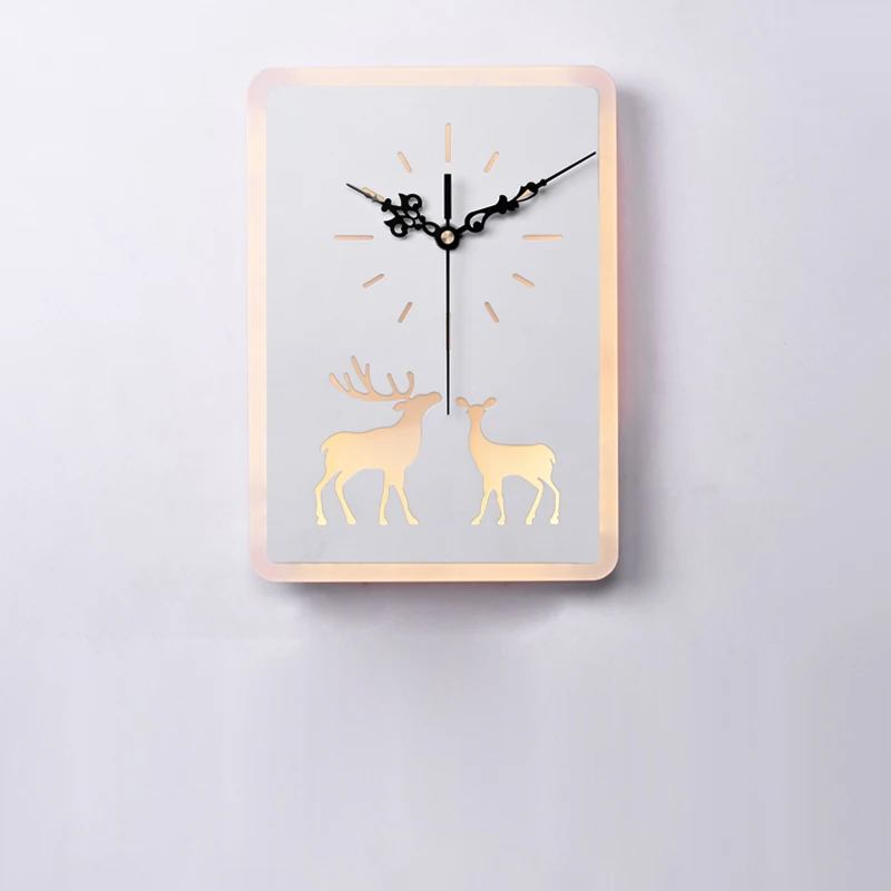 

220/110V Bedroom Bedside LED Wall Lamp Deer Clock Sconce Light Hanging Lamp Light Fixtures Bed Design Modern Wall Art Home Decor