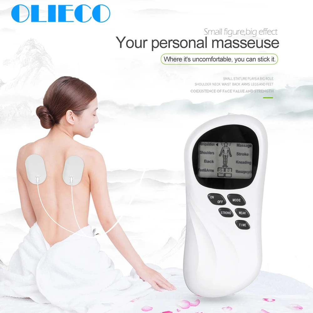 

OLIECO Electric Pulse Massager Digital Tens Acupuncture Therapy Muscle Stimulator Body Neck Back Shoulder Leg Arm Pain Relase CE