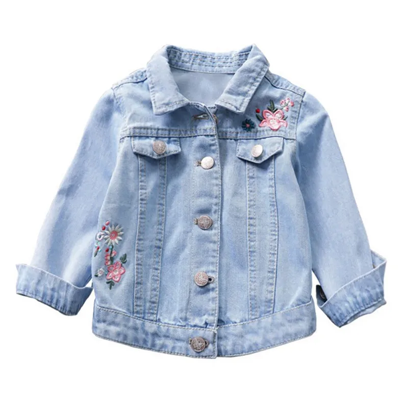 Autumn Denim Jacket Girls Outerwear Soft Jean Jackets Coats Children Clothing Baby Girls Clothes Child Girls Coats - Цвет: Синий