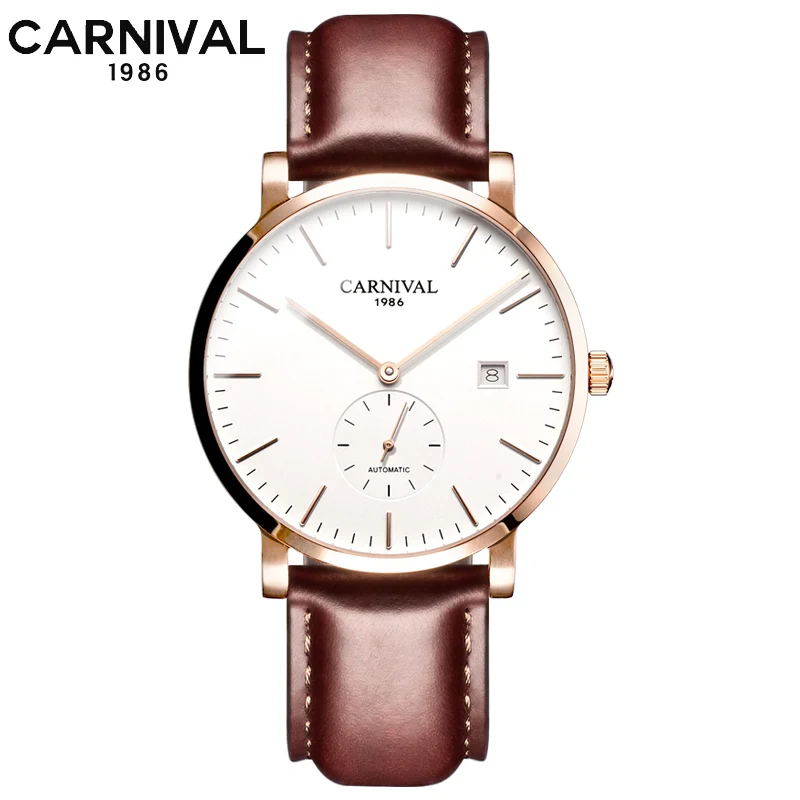 الرياضة الأزياء الميكانيكية ووتش كرنفال 2019 التلقائي ووتش الرجال صغيرة ثانية 24-ساعة dial الياقوت Montre أوم