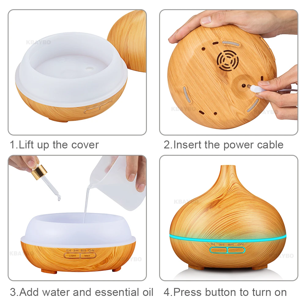 Ультразвуковой Воздуха humidifieraroma Эфирные масла 300 мл диффузор с древесины 7 цветов