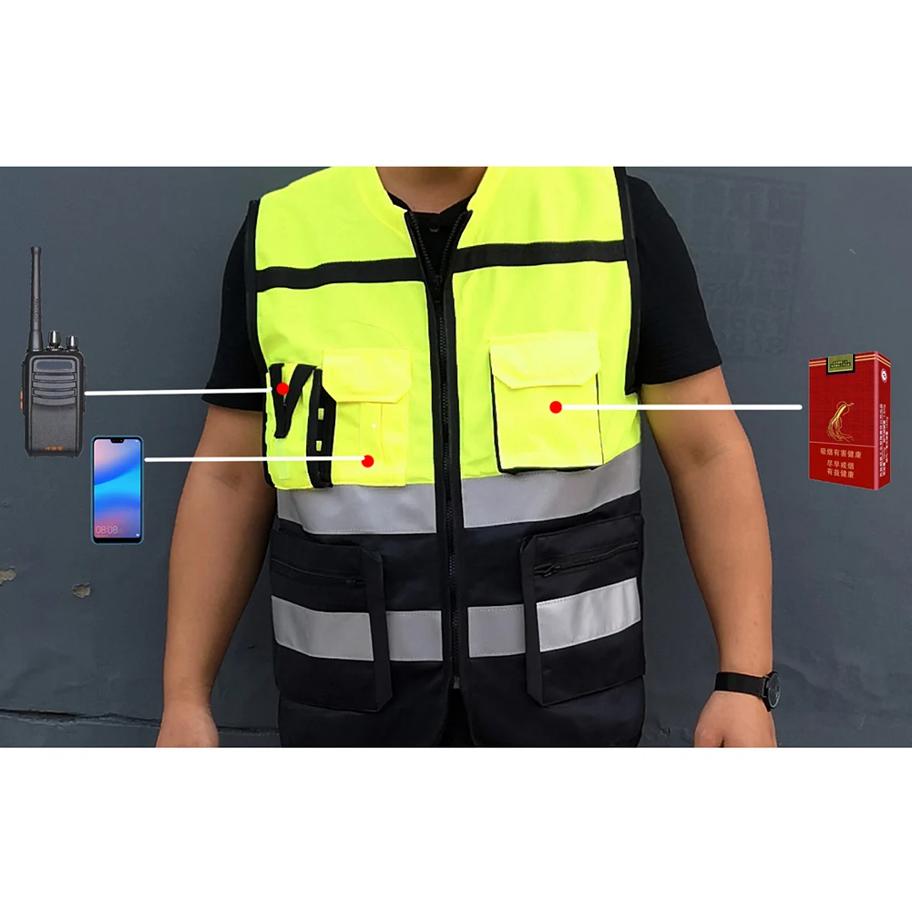 L/XL/2XL велосипедные жилеты высокая видимость жилет безопасности Светоотражающая куртка для водителя Ночная безопасность жилет с карманами
