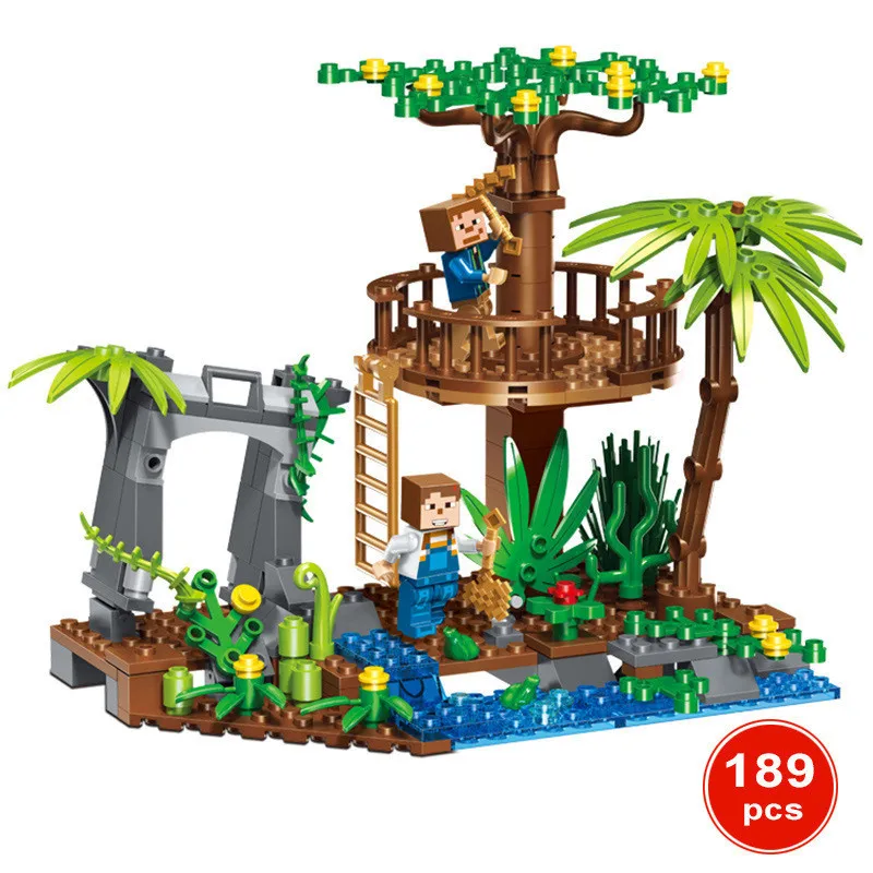 My World Village Minecrafteds Building Blocks Compatible LegoINGs City Figures Dragon Bricks Sets Educational Toys for Children