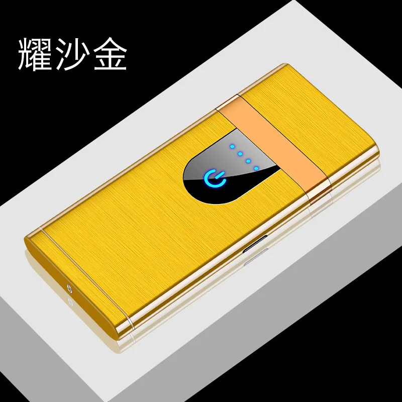 

Touch inductive charging lighter USB ultra-thin double-sided cigarette light device power display windproof
