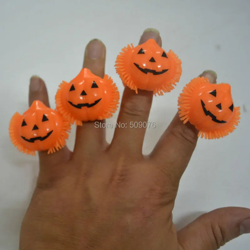 Бесплатная доставка 1152 шт./лот Orange светодиод мигает тыквы кольцевой вспышки палец кольцо свет палец кольцо для Хэллоуина поставок игрушки