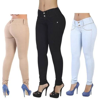 

2017 Summer Fashion Female Stretch Candy Colored Mid Waist Pencil Pants Sexy Elastic Skinny Pants Slim Solid Trousers NQ823850