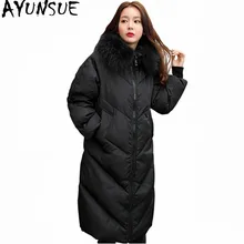 AYUNSUE, женский пуховик, пальто с воротником из меха енота, Женская парка на утином пуху, толстая зимняя женская куртка, плюс размер, 5XL, Casaco WXF481