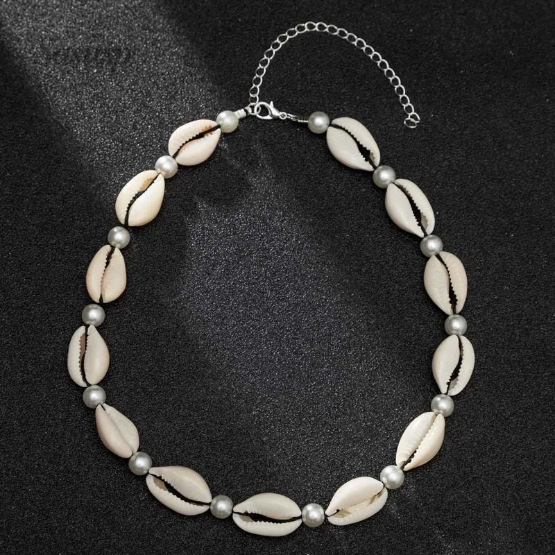 

Sasusp Elegant Shell With Pearl Necklace Natural Seashell Summer Beach Chokers Necklaces For Women Femme Holiday Jewelry