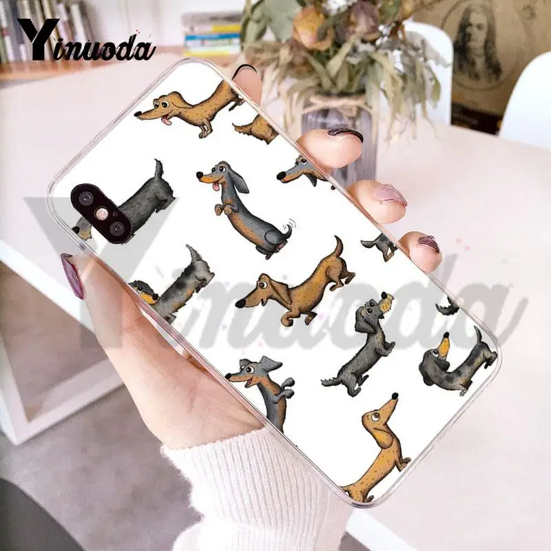 Yinuoda para iphone 7 6 X funda animales perros Dachshund funda de teléfono transparente para iphone 8 7 6 6 S Plus X 10 5 5S SE 5C XS XR