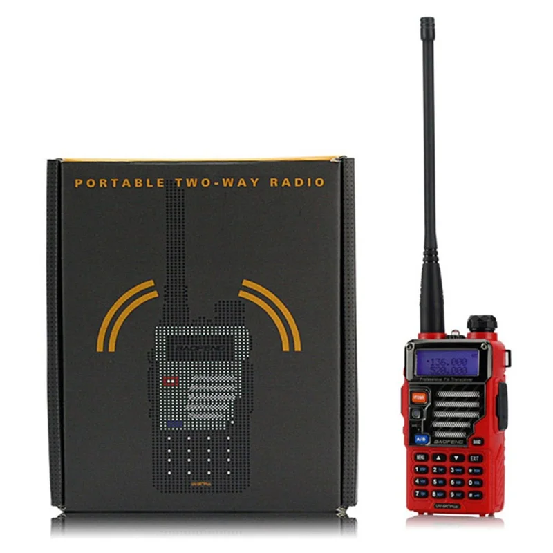 Baofeng UV-5R Plus Dual Band двухстороннее радиолюбитель портативная рация 5 Вт 128CH УКВ FM VOX двойной Дисплей Qualette красный