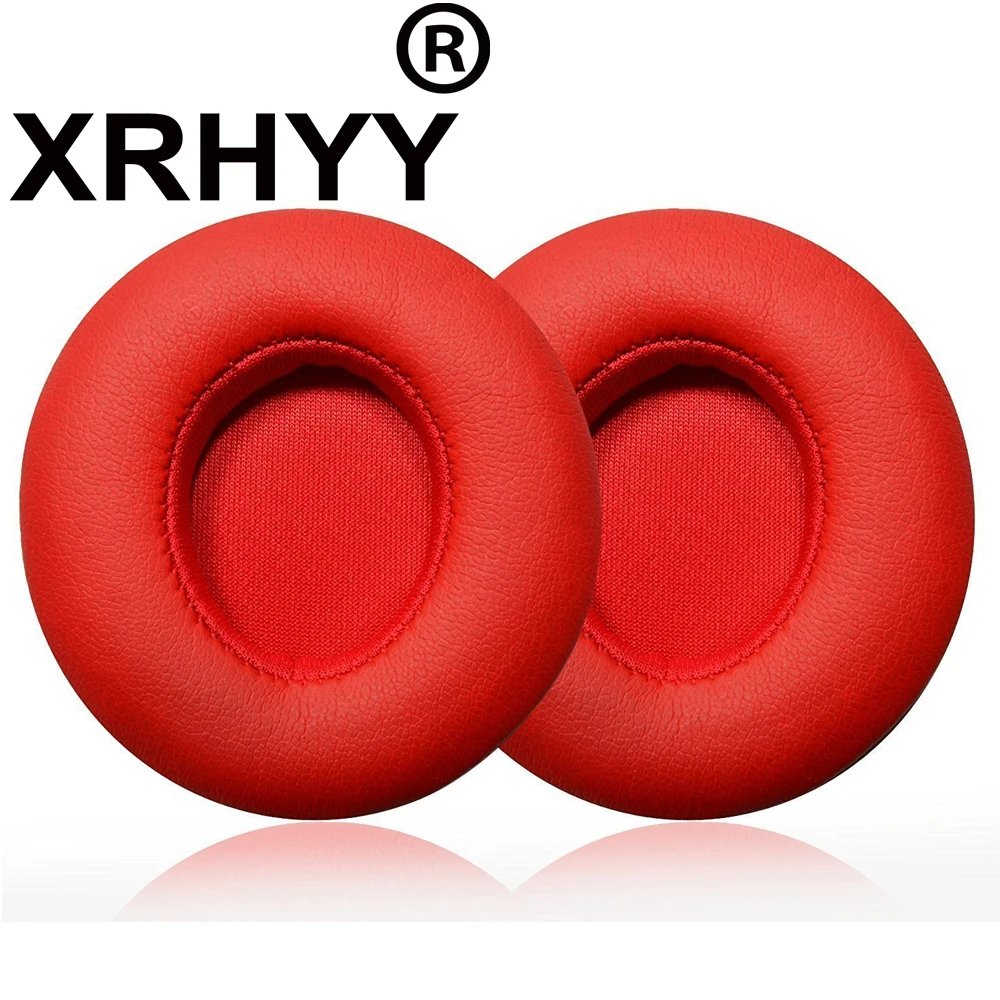 

XRHYY Red Leather Cover Replacement Ear Pads Cushion For Beats By Dr. Dre Solo 2.0 Solo2 Wired Headphones (Not Fit Wireless)