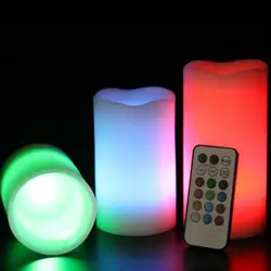 3 шт. беспламенные светодиодные свечи мерцающего меняющая цвет Свеча огни батарея работать с дистанционным ALI88