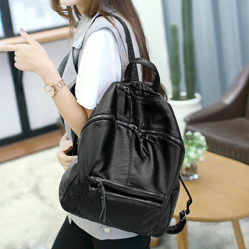 

Fashion Women Backpack Genuine Leather Vintage Woman Kanken Backpack Travel Laptop Bags School Backpacks For Teenage Girls N147