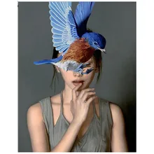 Стены книги по искусству diy алмазная живопись Nordic портрет фото на заказ Алмаз Вышивка Девушка Птица картины по номеру Стразы ZP-087