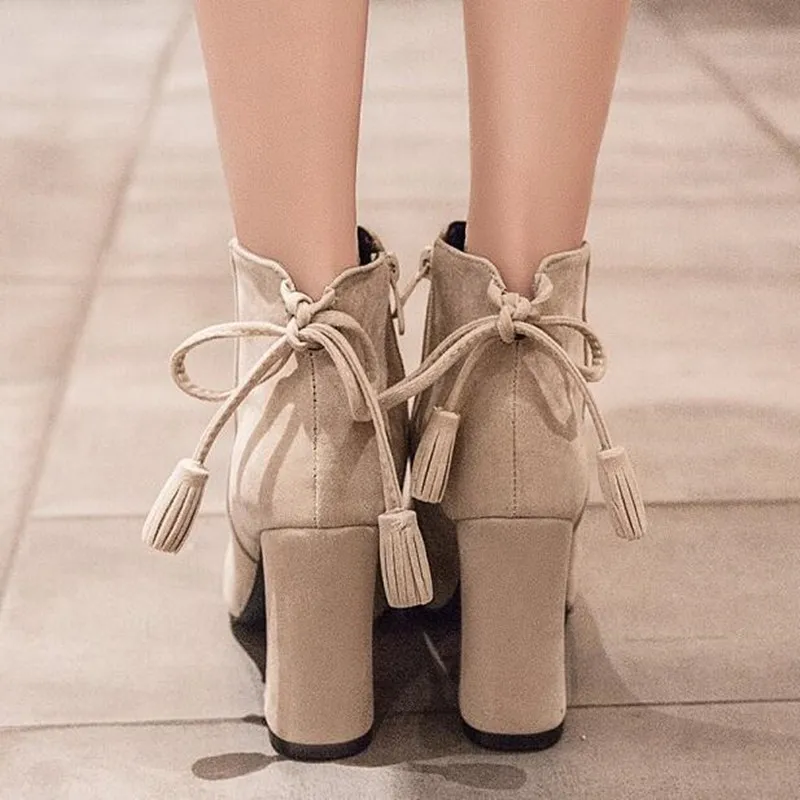 

New fashion boots for women in autumn and winter coarse and frosted pointed Martin boots comfortable and high heeled women boots