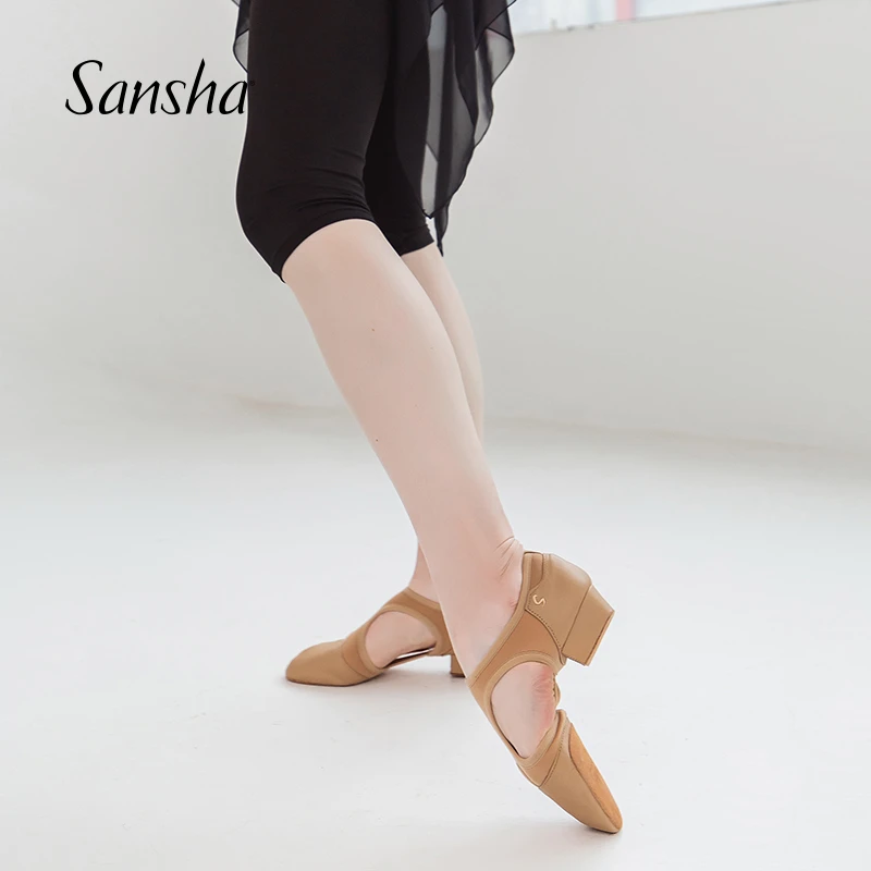 Sansha zapatos de Jazz cordones para mujer y calzado Superior de cuero de vaca, moderno, para Salsa baile, TE17118, novedad|Calzado de - AliExpress