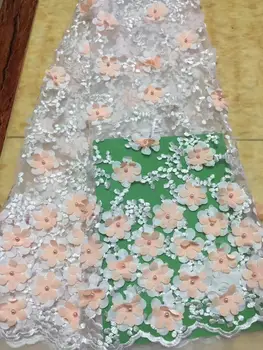 

High Quality Nigerian Lace Fabrics 2017 African French Net Lace Fabric Tulle Mesh Fabric For Party African Lace Fabric with bead