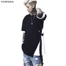 VERSMA корейский Harajuku BF печатные ленты поддельные из двух частей футболка для мужчин и женщин Ins хип хоп свободные негабаритных футболки для мужчин дропшиппинг