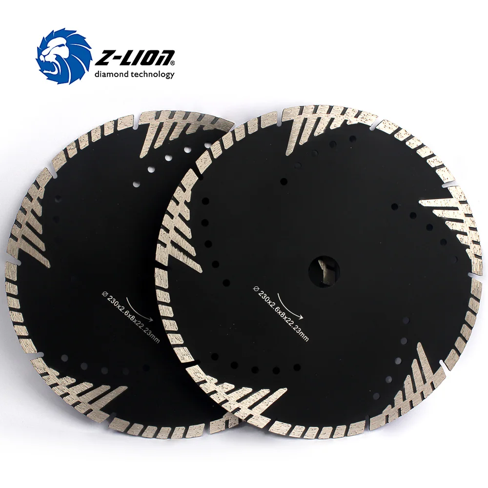 

Z-LION 9" 230mm 2pcs/Lot Diamond Cutting Blade For Stone Protective Teeth Turbo Diamond Saw Blade Wheel Arbor 22.23mm