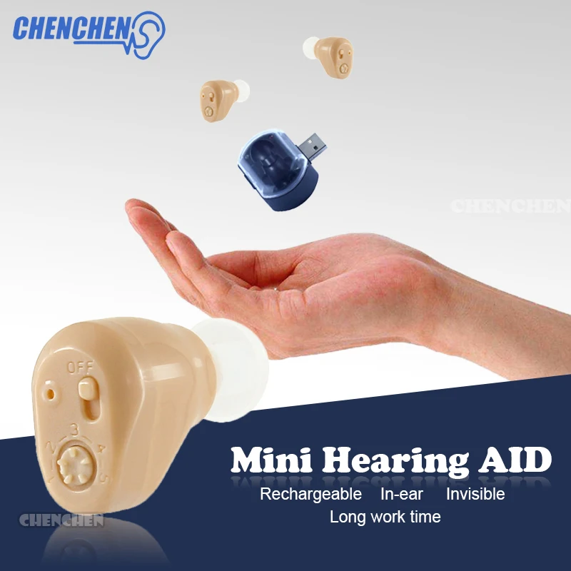 

Micro Mini Hearing Aid Rechargeable US EU Plug In ear Deaf A Adjustable Hearing Aids Deaf Audifono Aids Care