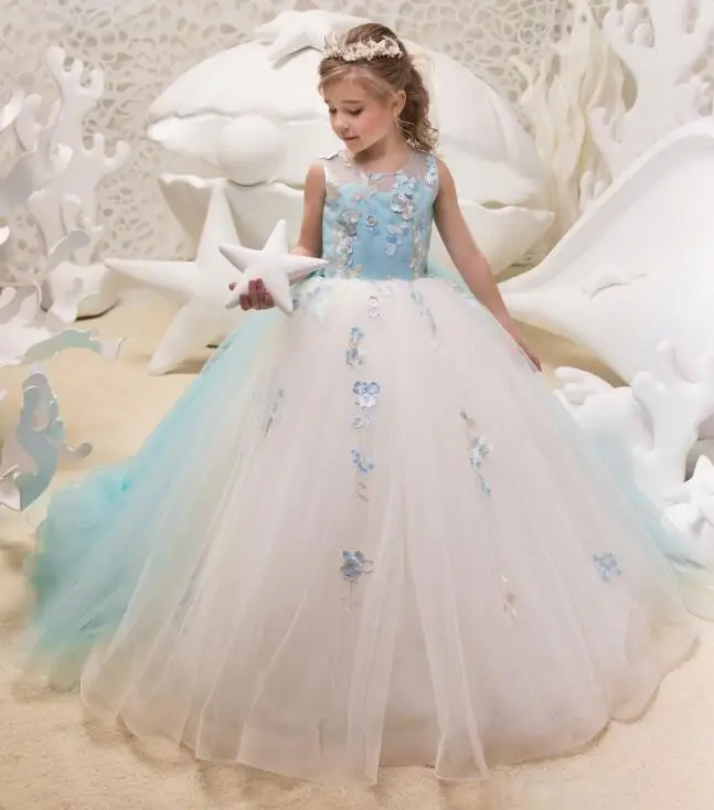 2018-Sky-Blue-Flower-girl-Dresses-Ball-gown-3D-Flowers-Beautiful-girls-pageant-dress-communion-gown