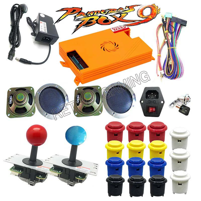 

Arcade kit with Pandora box 9 jamma board 1500 in 1 Happ style button joystick button power supply for DIY game cabinet machine