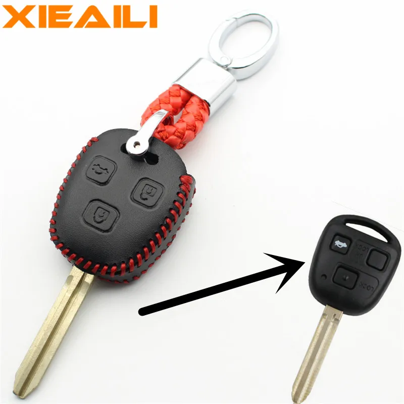 Чехол брелок XIEAILI из натуральной кожи с 3 кнопками для Toyota Camry/Prado/Corolla/Avensis