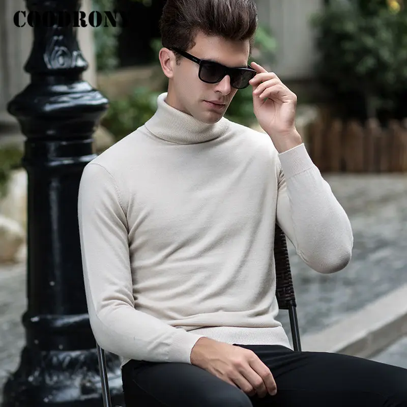 

COODRONY Mens Sweaters 2018 New Winter Thick Warm Cashmere Turtleneck Sweater Men Merino Wool Pullover Men Solid Color Pull 8302