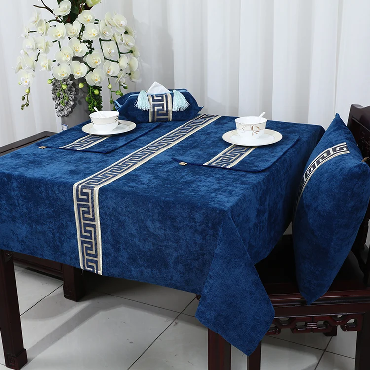 

Luxury Lace Chinese Velvet Table Cloth Rectangular Square Chrsitmas Decoration Tablecloth High End Waterproof Table Cover