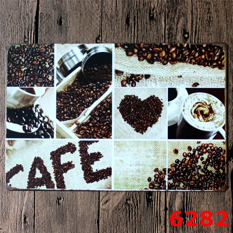 Ретро Италия Caffe Париж Кафе металлическая жестяная вывеска кофе Meun 24 открытые