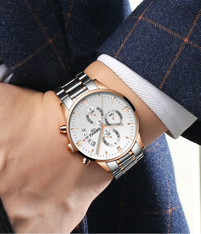 NIBOSI Men Watch Chronograph Sport Mens Watches Top Brand Luxury Waterproof Full Steel Quartz Gold Clock Men Relogio Masculino (24)